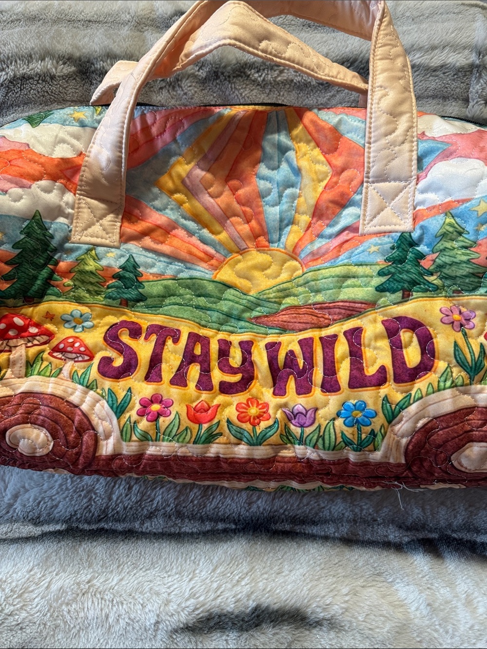 Stay Wild Quilted Floral Tote Bag